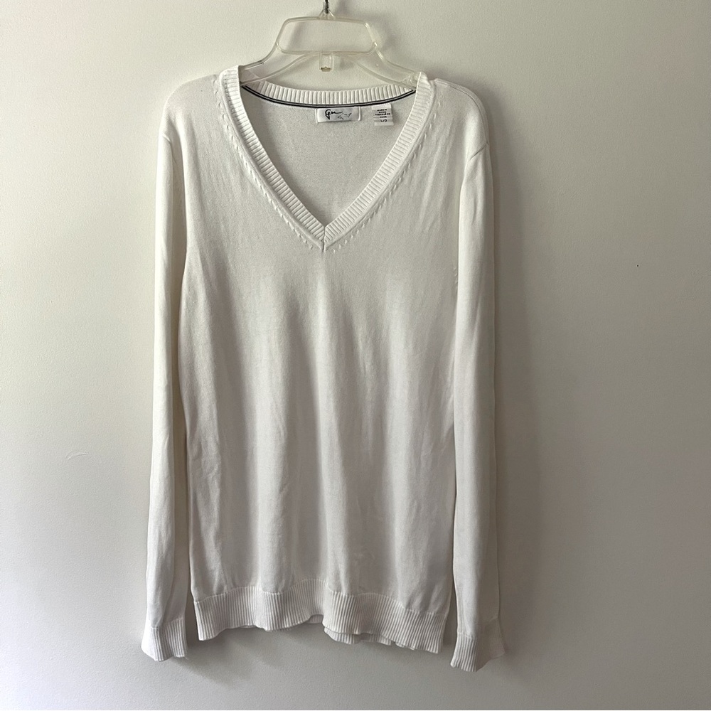Greg Norman White V-Neck Sweater L